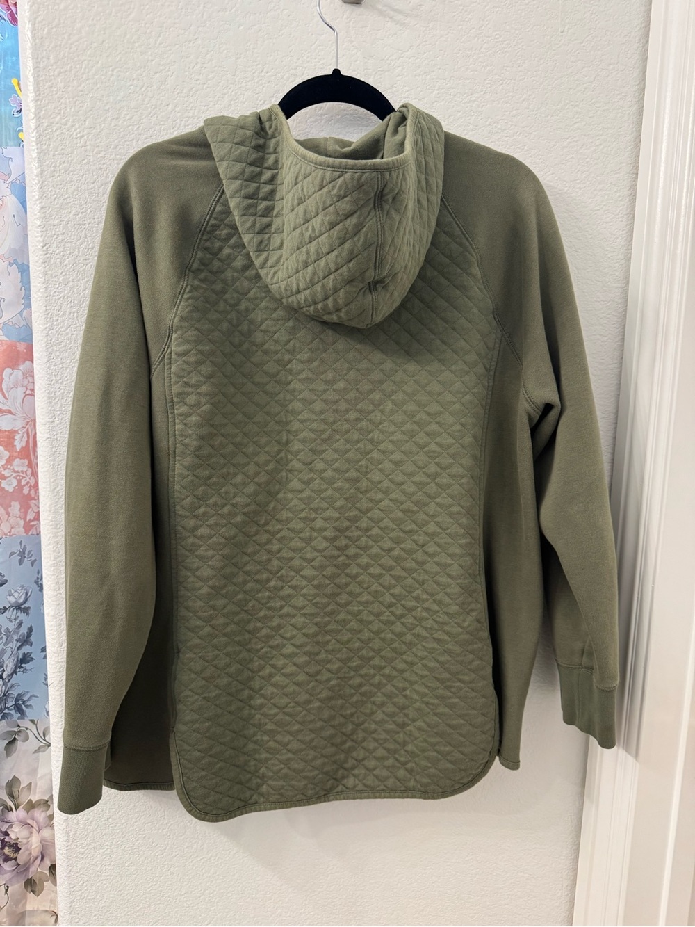 L.L. Bean Olive Green Quilted Hooded Jacket Women’s XL Zip Up Hoodie - Picture 4 of 6